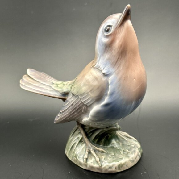 Robin Bird On Branch Dahl Jensen Copenhagen Porcelain Sculpture Figure NR. 1280 - Picture 7 of 16